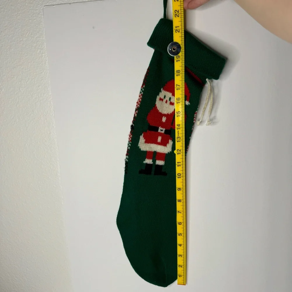 Vintage Knitted Christmas Stocking with‎ Santa Design